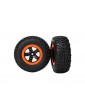 Traxxas Tires & wheels 2.2/3.0", SCT black-orange wheel, SCT S1 tire (2) (4WD f/r, 2WD r)