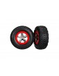 Traxxas Tires & wheels 2.2/3.0", SCT chrome-red wheel, SCT tire (2) (4WD f/r, 2WD r)