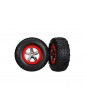 Traxxas Tires & wheels 2.2/3.0", SCT chrome-red wheel, SCT S1 tire (2) (4WD f/r, 2WD r)