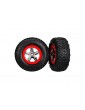 Traxxas Tires & wheels 2.2/3.0", SCT chrome-red wheel, SCT tire (2) (2WD front)