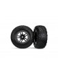 Traxxas Tires & wheels 2.2/3.0", SCT Split-Spoke black-satin chrome, SCT tire (2) (4WD f/r, 2WD r)