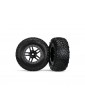 Traxxas Tires & wheels 2.2/3.0", SCT Split-Spoke black-satin chrome, SCT tire S1 (2) (4WD f/r,2WD r)