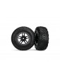 Traxxas Tires & wheels 2.2/3.0", SCT Split-Spoke black-satin chrome, SCT tire (2) (2WD front)