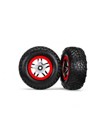 Traxxas Tires & wheels 2.2/3.0", SCT Split-Spoke chrome-red, SCT tire (2)
