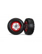 Traxxas Tires & wheels 2.2/3.0", SCT Split-Spoke chrome-red, SCT tire (2)