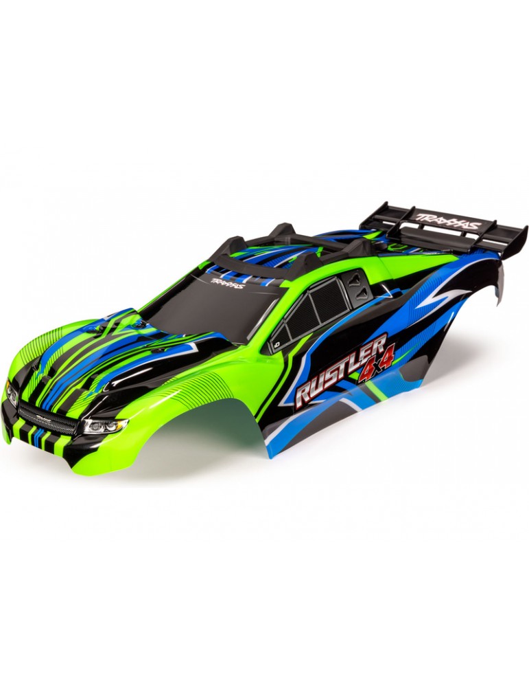 Traxxas Body, Rustler 4X4, green & blue