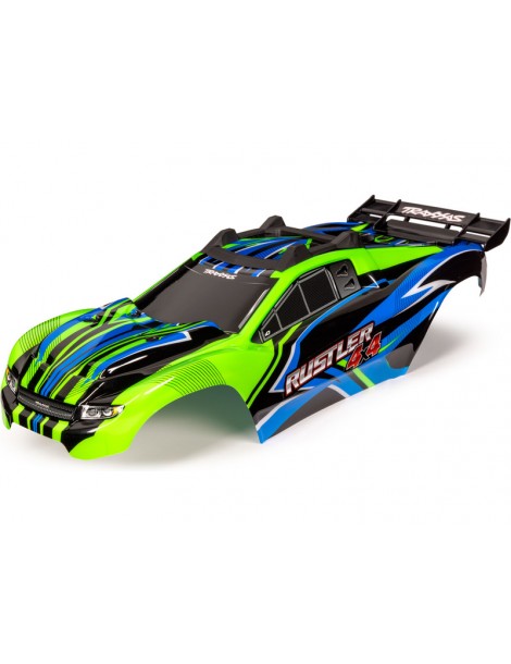 Traxxas Body, Rustler 4X4, green & blue