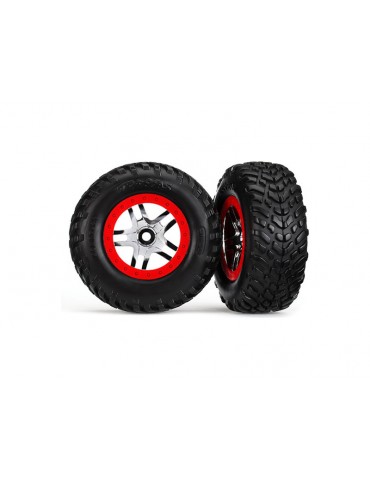 Traxxas Tires & wheels 2.2/3.0", SCT Split-Spoke chrome-red, SCT S1 tire (2)