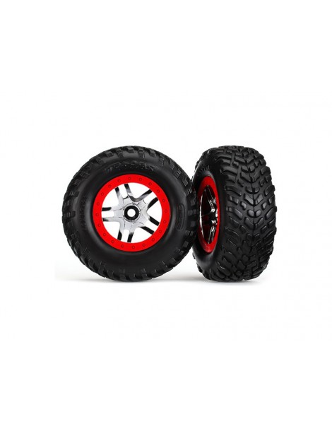 Traxxas Tires & wheels 2.2/3.0", SCT Split-Spoke chrome-red, SCT S1 tire (2)