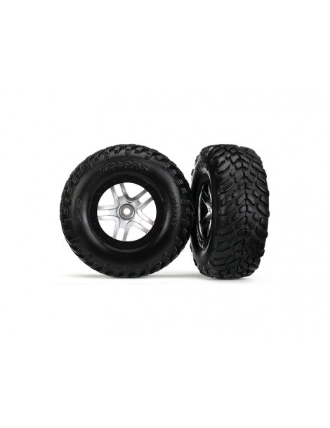 Traxxas Tires & wheels 2.2/3.0", SCT Split-Spoke satin chrome-black, SCT tire (2)