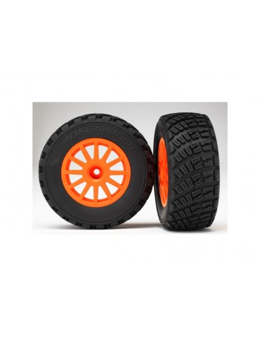 Traxxas Tires & wheels 2.2/3.0", Rally orange wheels, gravel tires (2)