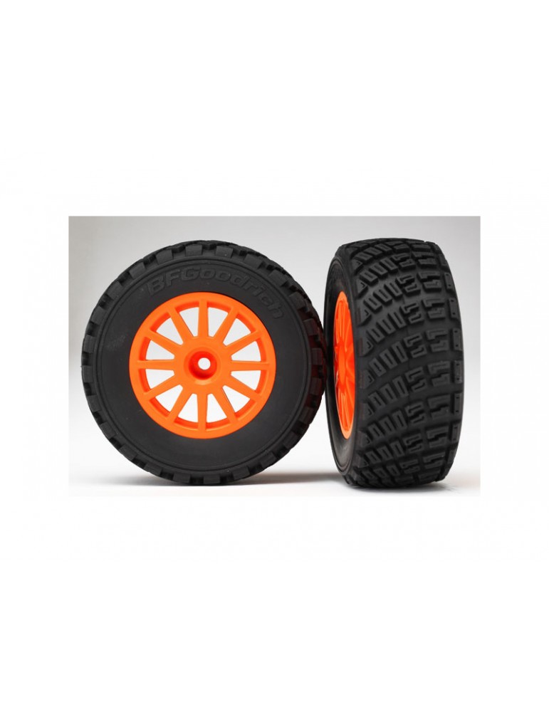 Traxxas Tires & wheels 2.2/3.0", Rally orange wheels, gravel tires (2)