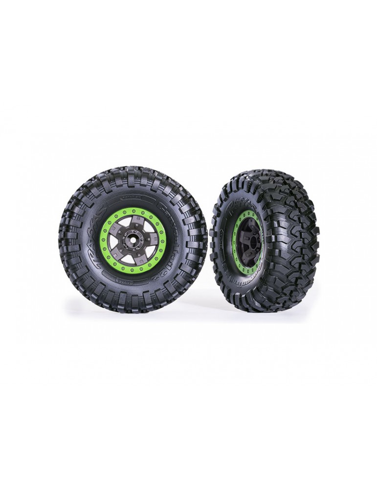 Traxxas Tires & wheels 2.2", TRX-4 Sport gray/green, Canyon Trail tires (2)