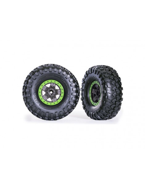 Traxxas Tires & wheels 2.2", TRX-4 Sport gray/green, Canyon Trail tires (2)