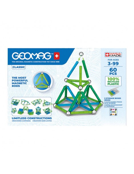 Klasikiniai perdirbti magnetiniai blokeliai 60 elementų GEOMAG GEO-272