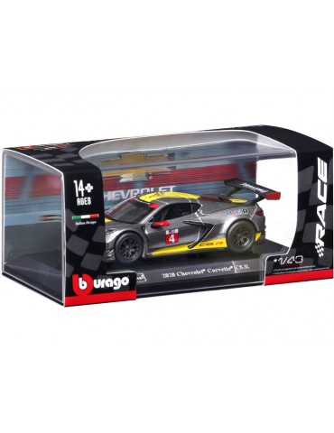 18-38312 Bburago Race - Chevrolet Corvette C8R (2020) #4, geltona 1:43