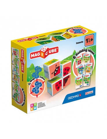 Magicube Spausdintos magnetinės kaladėlės „Vabzdžiai“ + kortelės 7 vnt. GEOMAG GEO-121