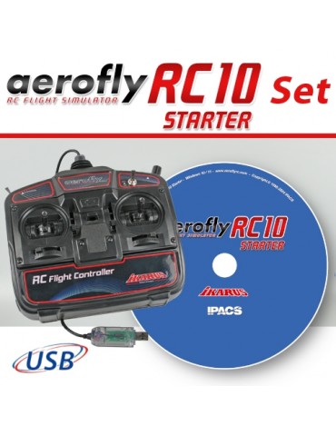 Aerofly RC10 STARTER on DVD with USB-FlightController for Win 10/11