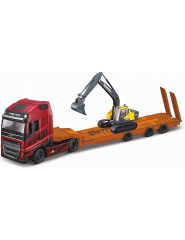 Bburago Volvo FH16 Globetrotter 750XXL s EC220E 1:43 modelis