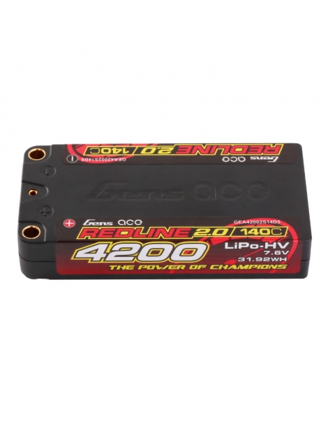 Gens ace Redline 2.0 Shorty 4200mAh 7.6V 2S 140C HV LiPo (5mm)(157g)