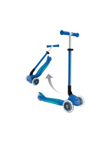Globber - Paspirtukas „Primo Plus Lights V2“, sulankstomas Mėlyna / smaragdo žalia