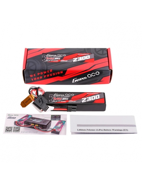 Akumuliatorius Gens ace 2300mAh 2S 7.4V 35C Lipo su EC2 jungtimi