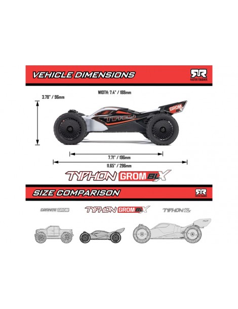 Arrma 1/18 Typhon Grom 223S BLX 1:18 4WD RTR Basic Silver