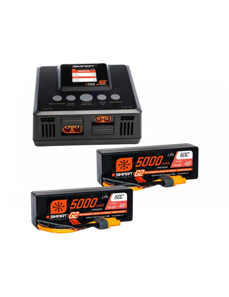 Smart Powerstage 8S Surface rinkinys: (2) G2 5000mAh 4S LiPo IC5 ir įkroviklis S250
