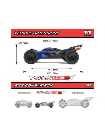 Arrma 1/18 Typhon Grom 223S BLX 1:18 4WD RTR Blue