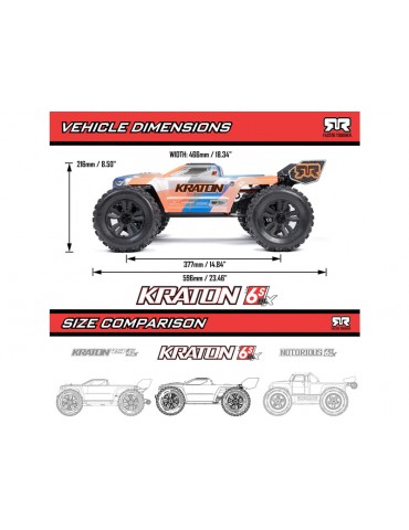 Arrma 1/8 KRATON 6S V6 4X4 BLX Brushless Speed Monster Truck RTR, Blue/Orange