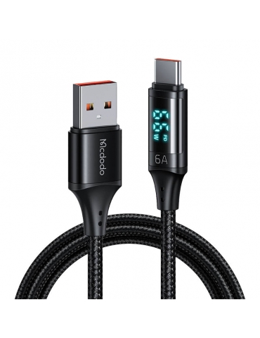Kabelis iš USB į USB-C Mcdodo CA-1080 su ekranu , 66W, 6A, 1,2 m (juodas)