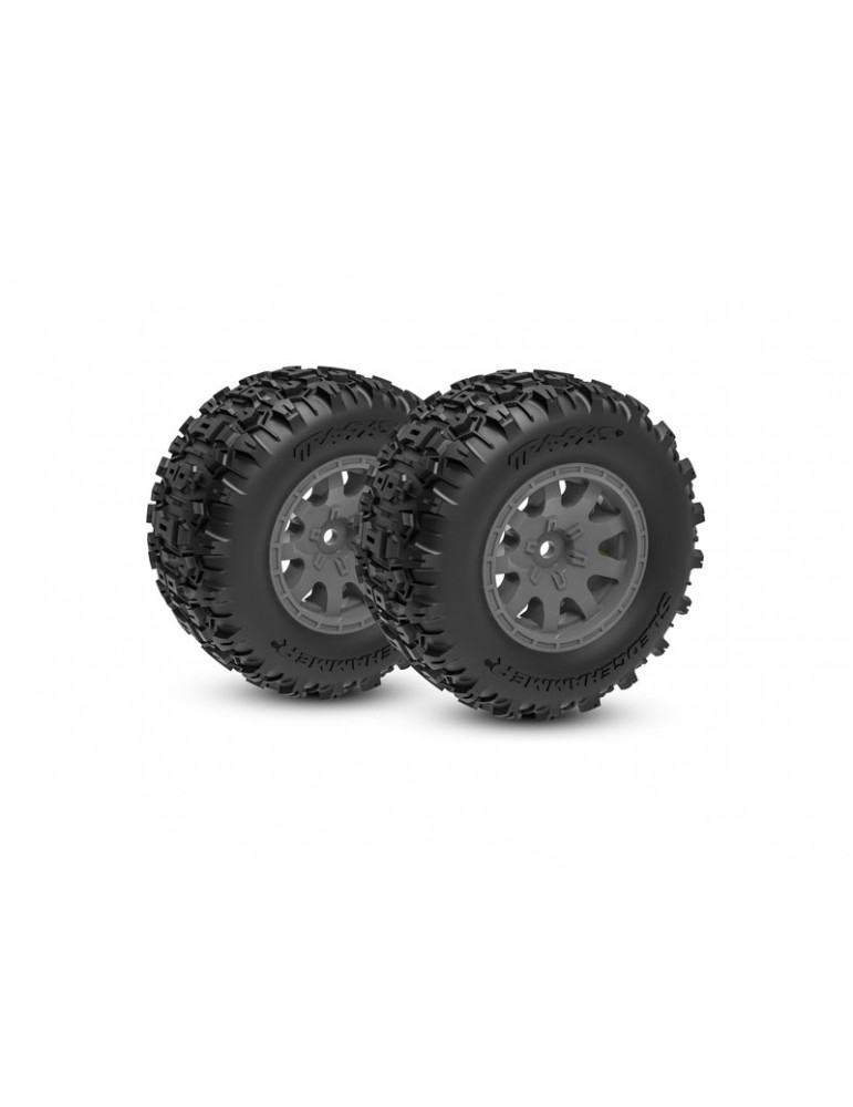 Traxxas Tires & wheels 2.1/2.6", charcoal gray wheels, Sledgehammer tires (front) (2)