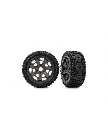 Traxxas Padangos ir ratlankiai, 3.0“ pilki ratlankiai, Sledgehammer padangos (2)