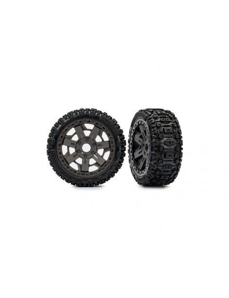 Traxxas Padangos ir ratlankiai, 3.0“ pilki ratlankiai, Sledgehammer padangos (2)
