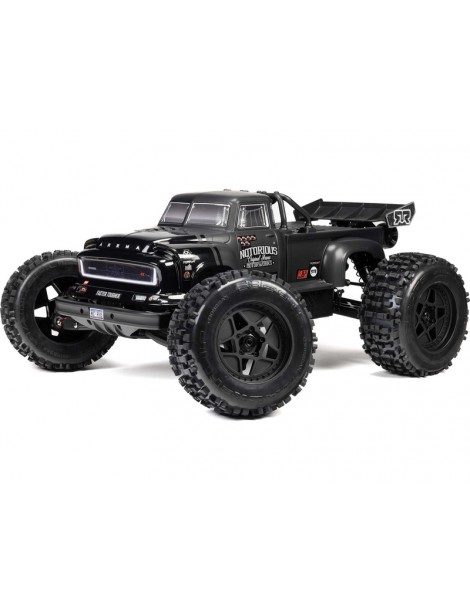 Arrma 1/8 NOTORIOUS 6S V6 4X4 BLX Brushless Stunt Truck RTR, Juoda