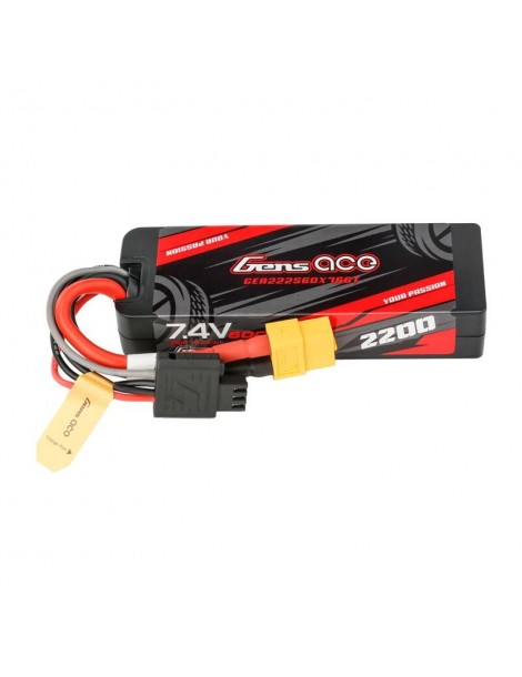 Akumuliatorius „Lipo Gens ace G-Tech 2200mAh 7.4V 2S1P 60C GRP-76 Hardcase“ XT60