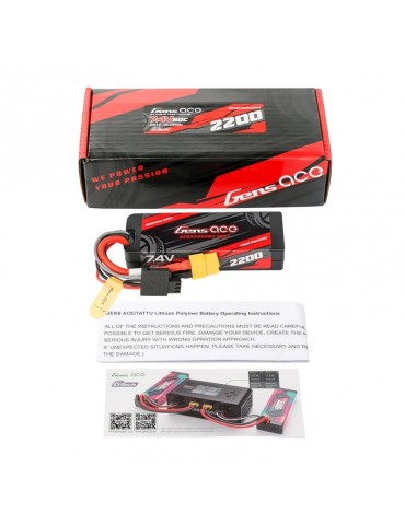 Akumuliatorius „Lipo Gens ace G-Tech 2200mAh 7.4V 2S1P 60C GRP-76 Hardcase“ XT60