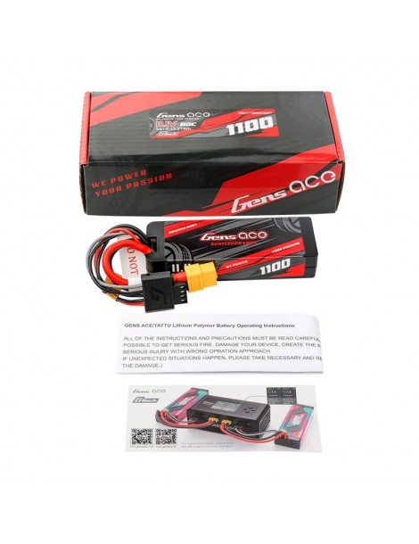 Akumuliatorius „Lipo Gens ace G-Tech 1100mAh 11.1V 3S1P 60C GRP-76 Hardcase“ XT60