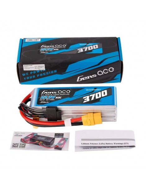 Akumuliatorius Lipo Gens Ace G-Tech 3700mAh 22.2V 60C 6S1P XT90