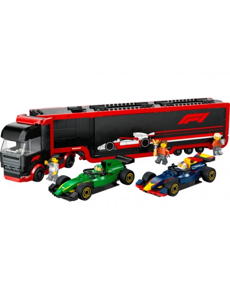 LEGO City - F1 sunkvežimis su RB20 ir AMR24 F1 automobiliais
