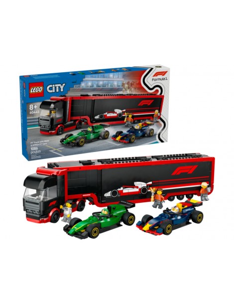 LEGO City - F1 sunkvežimis su RB20 ir AMR24 F1 automobiliais