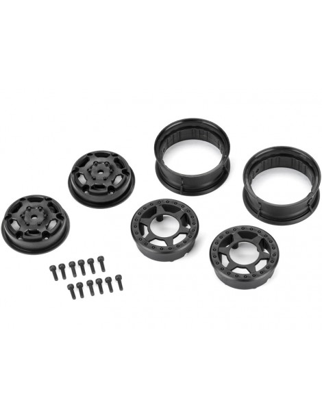 Pro-Line 1/10 Holcomb F/R 1.55" 12mm Crawler Bead-Loc Wheels (2) Black