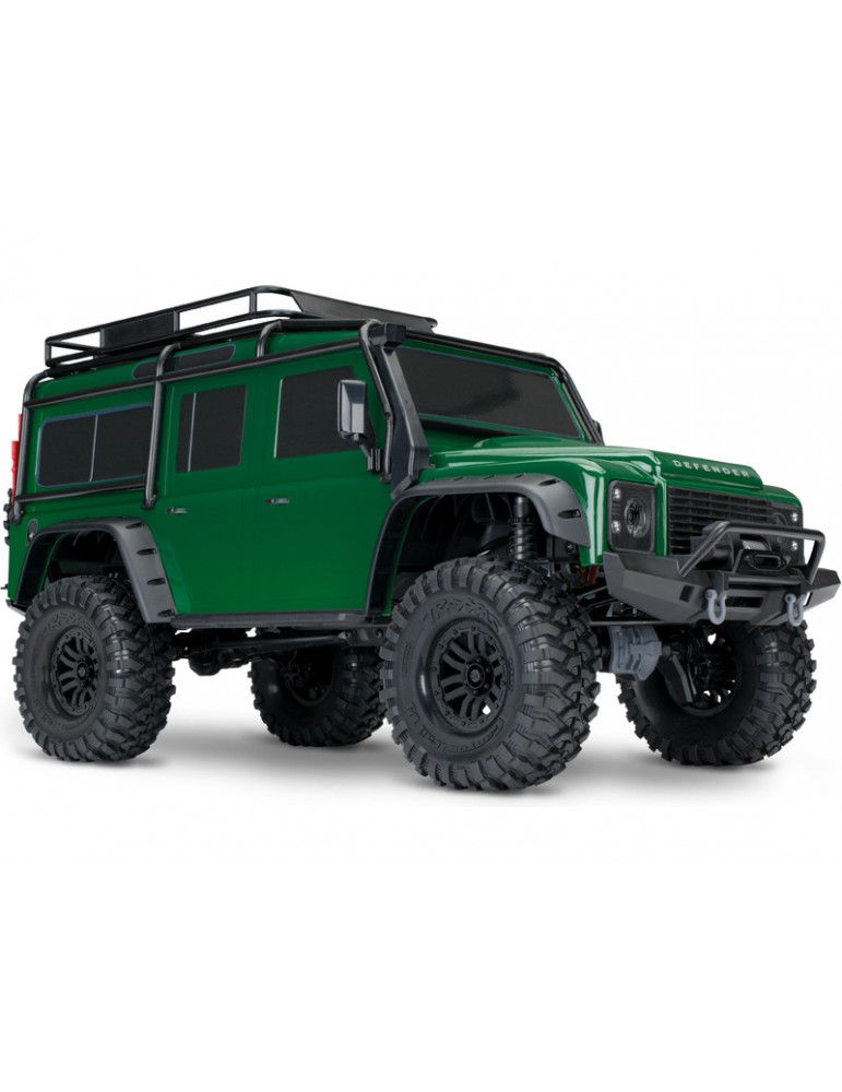 Traxxas TRX-4 RC kopimo modelis su žaliu Defender Clipless kėbulu 1:10 mastelio