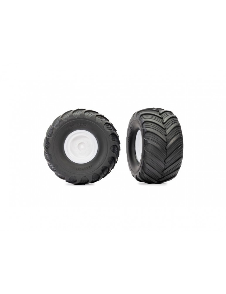 Traxxas Tires & wheels 2.0/3.0", white wheels, Terra Groove tires (2)