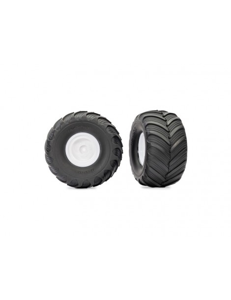 Traxxas Tires & wheels 2.0/3.0", white wheels, Terra Groove tires (2)