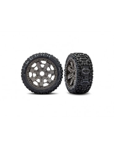 Traxxas Tires & wheels 3.0", gray wheels, Sledgehammer belted tires (2)
