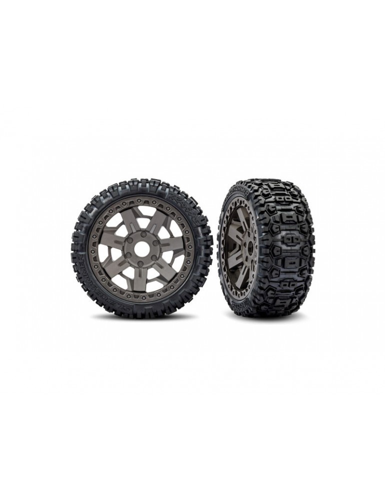 Traxxas Tires & wheels 3.0", gray wheels, Sledgehammer belted tires (2)