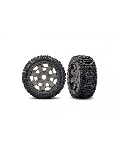 Traxxas Tires & wheels 3.0", gray wheels, Sledgehammer belted tires (2)