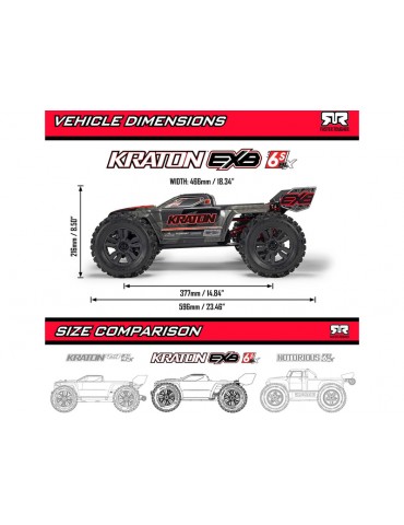 Arrma 1/8 KRATON 6S EXB 4X4 RTR Brushless Speed Truck, BLACK