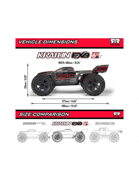 Arrma 1/8 KRATON 6S EXB 4X4 RTR Brushless Speed Truck, BLACK